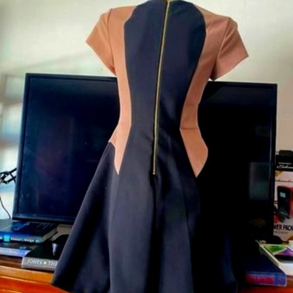 NEW* Rebecca Taylor Color Block Dress Black/Beige Size 2 $430 - Picture 2 of 4